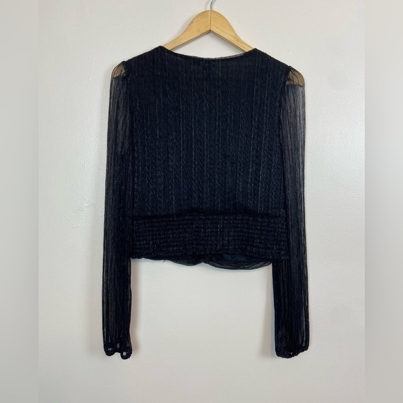 JOIE SHEER V-NECK GATHERED BLOUSE - Picture 2 of 5